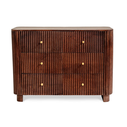 Finley Mango Wood 6 Drawer Chest - Walnut - DUSK