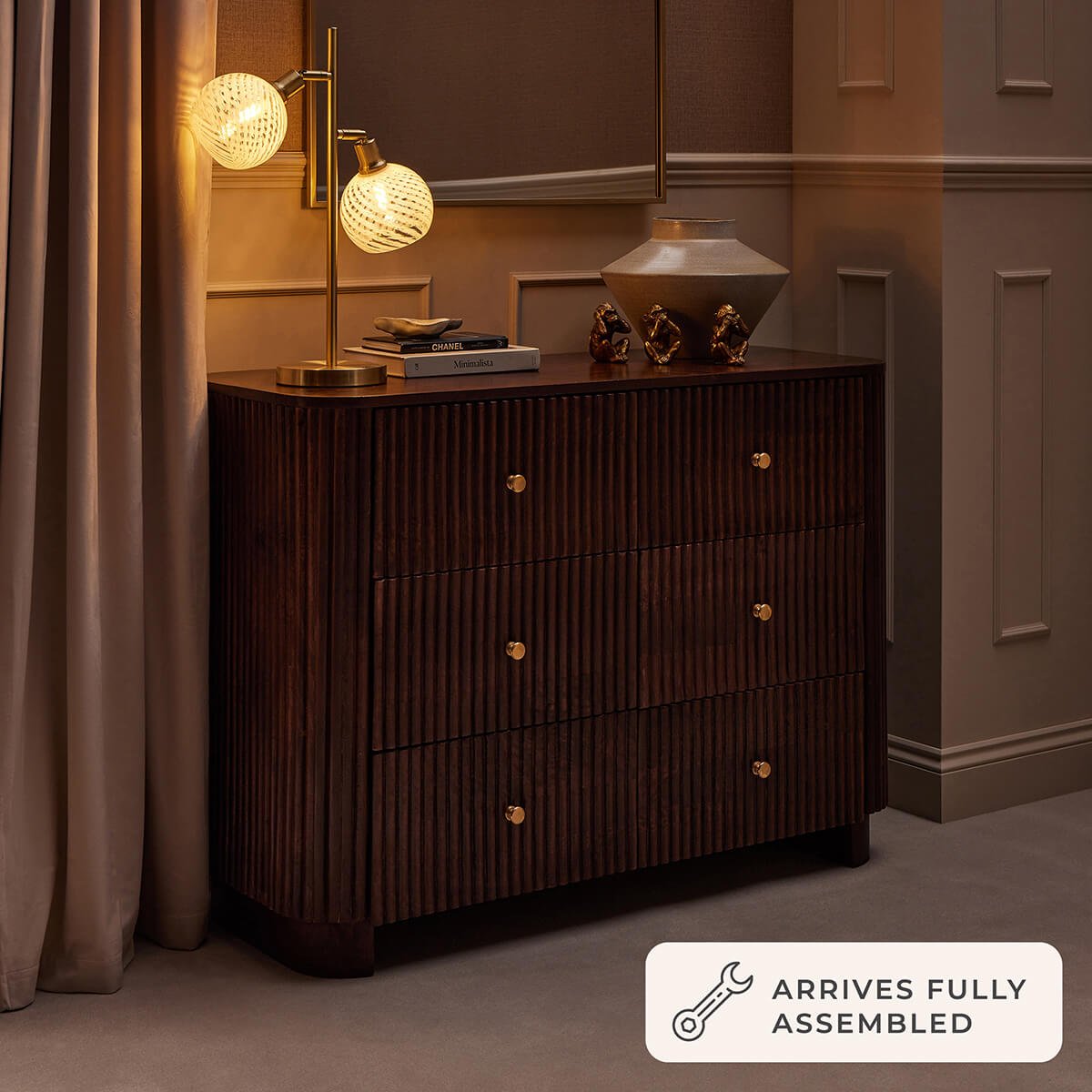 Finley Mango Wood 6 Drawer Chest - Walnut - DUSK