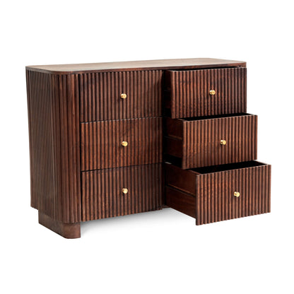 Finley Mango Wood 6 Drawer Chest - Walnut - DUSK