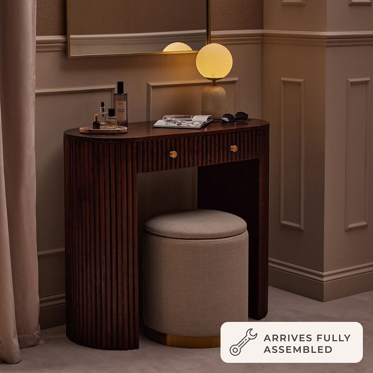 Finley Mango Wood Dressing Table Console - Walnut - DUSK