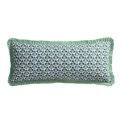 Fiona 100% Cotton Box Pleat Edge Printed Cushion Cover - Blue - DUSK