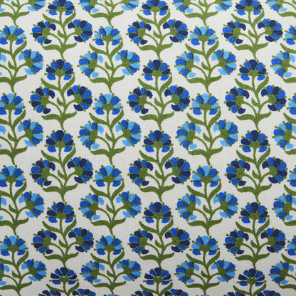 Fiona 100% Cotton Box Pleat Edge Printed Sofa Cushion Cover - Blue - DUSK