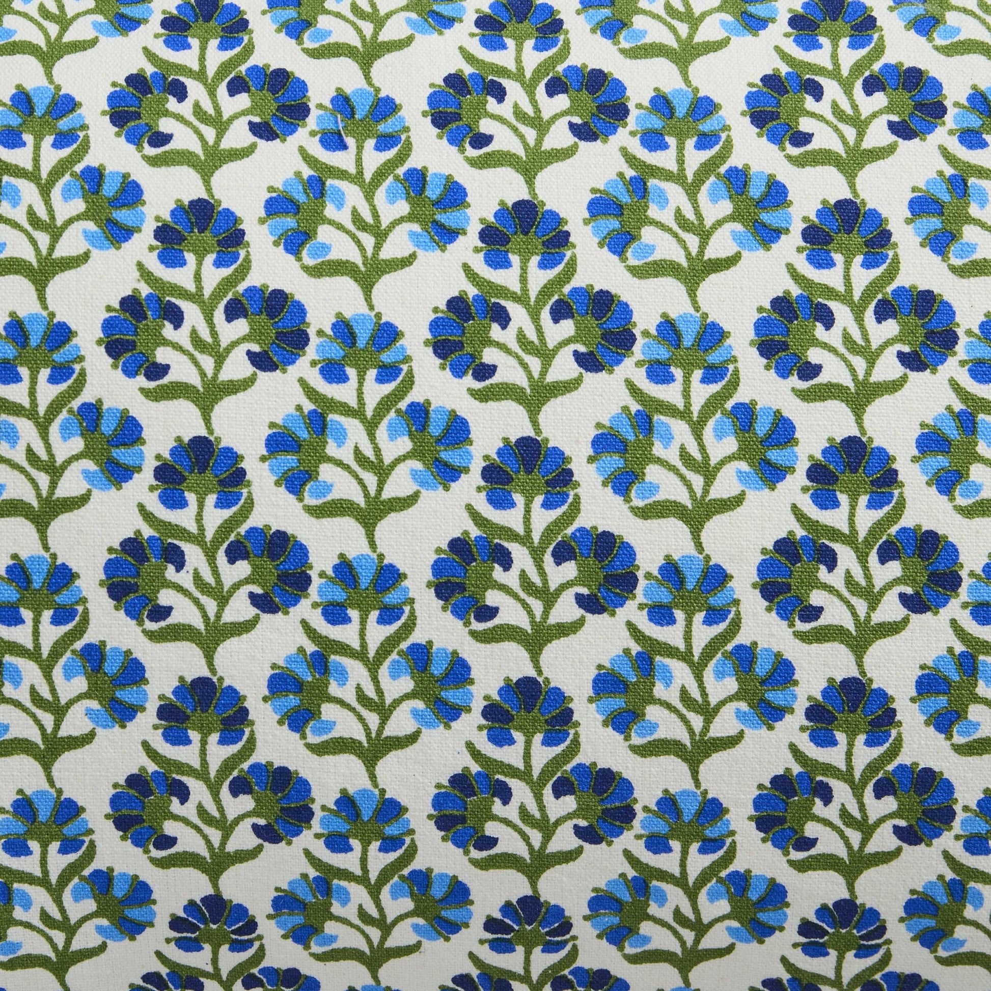 Fiona 100% Cotton Box Pleat Edge Printed Sofa Cushion Cover - Blue - DUSK