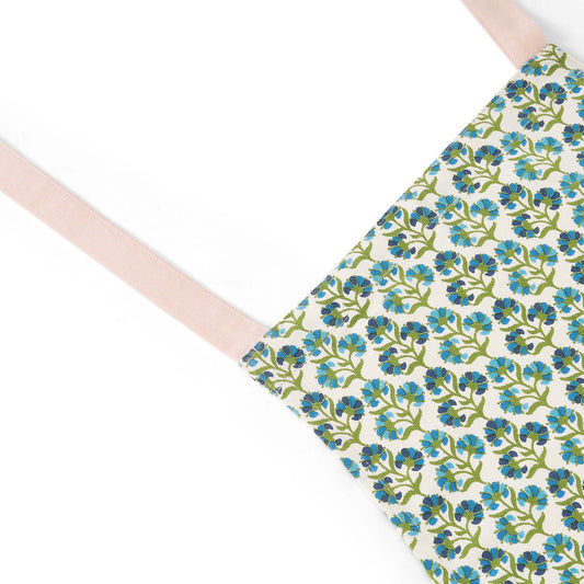 Fiona 100% Cotton Printed Apron - Blue/Pink - DUSK
