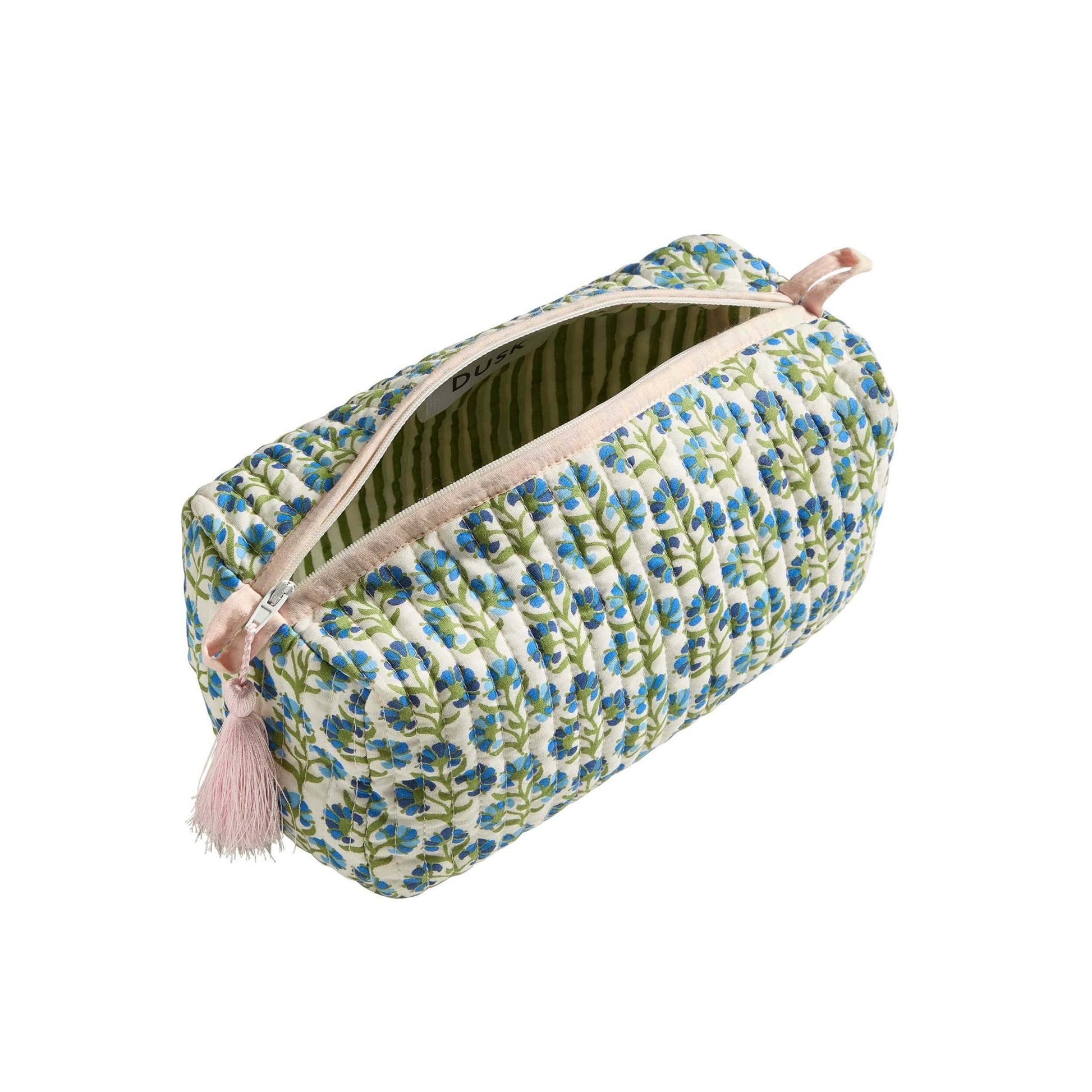 Fiona Cotton Printed Makeup Bag - Blue/ Pink - DUSK