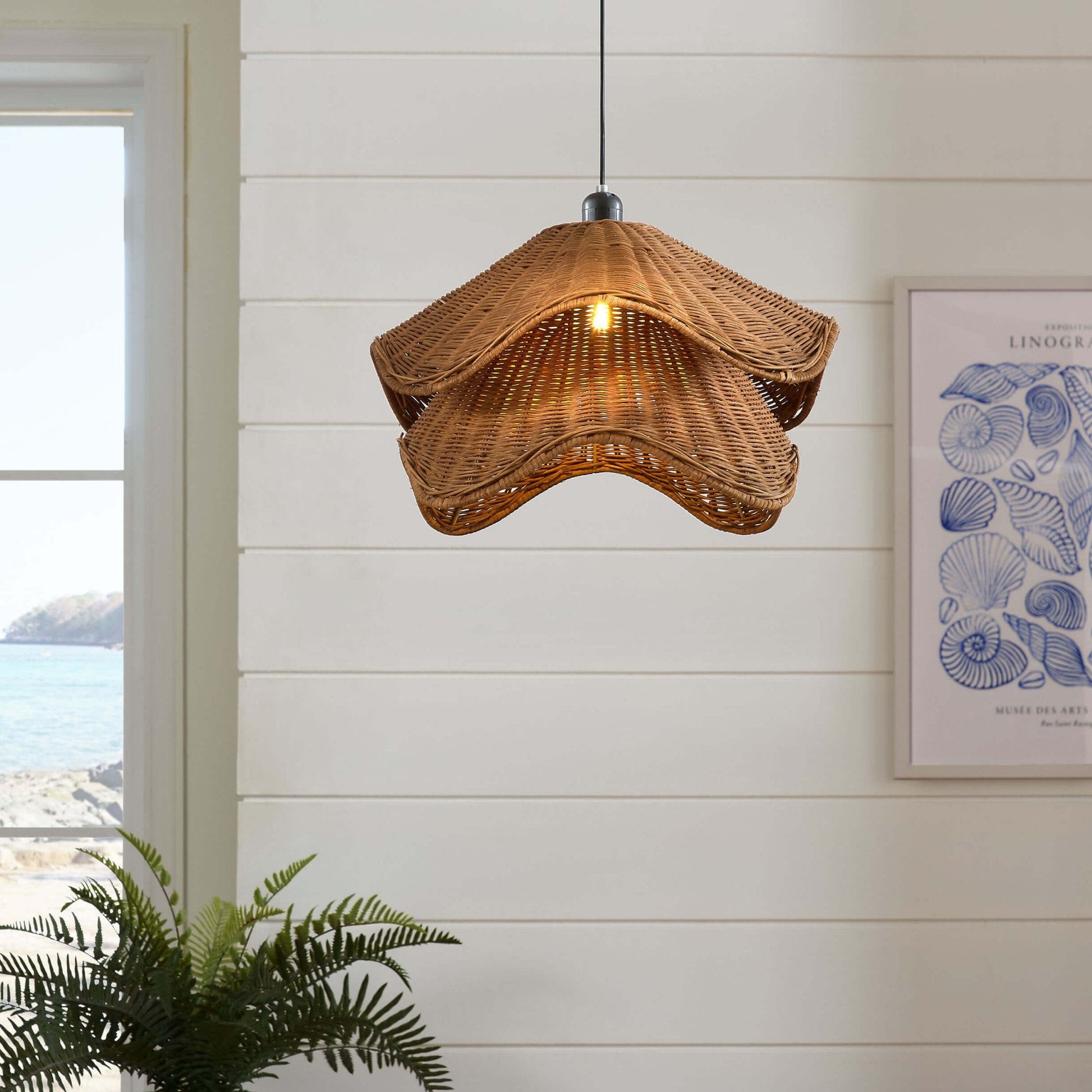 Fleur Rattan Layered Petal Ceiling Shade - Natural - DUSK