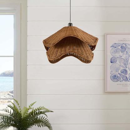 Fleur Rattan Layered Petal Ceiling Shade - Natural - DUSK