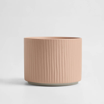 Flora Ribbed Clay Plant Pot - Pink - DUSK