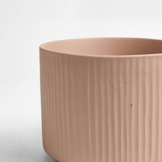 Flora Ribbed Clay Plant Pot - Pink - DUSK