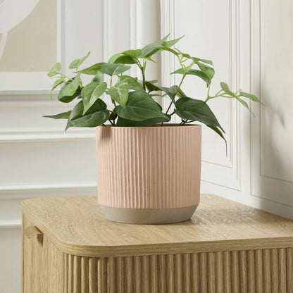 Flora Ribbed Clay Plant Pot - Pink - DUSK
