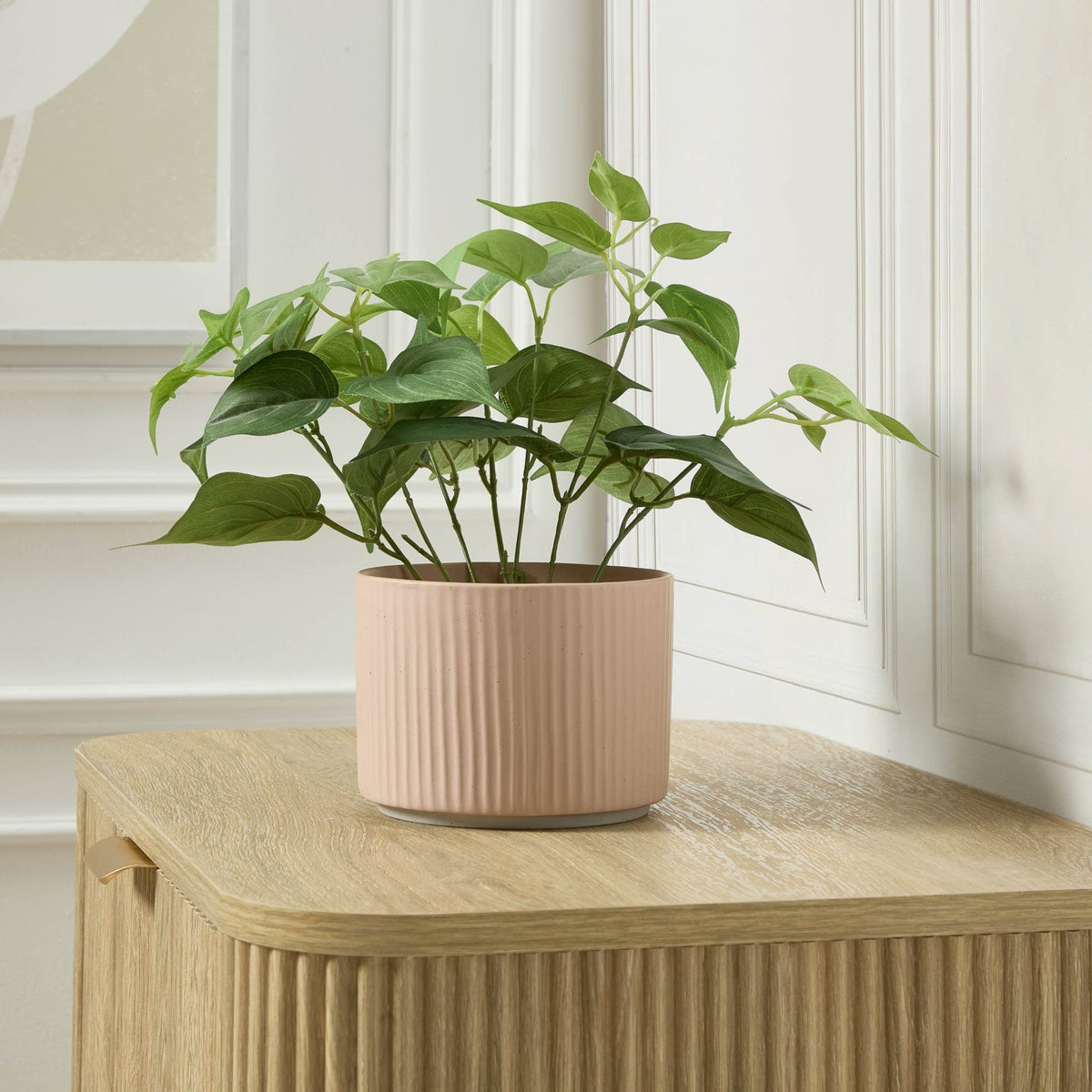 Flora Ribbed Clay Plant Pot - Pink - DUSK