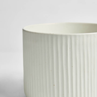 Flora Ribbed Clay Plant Pot - White - DUSK