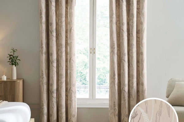Floral Eyelet Curtains - Taupe - DUSK
