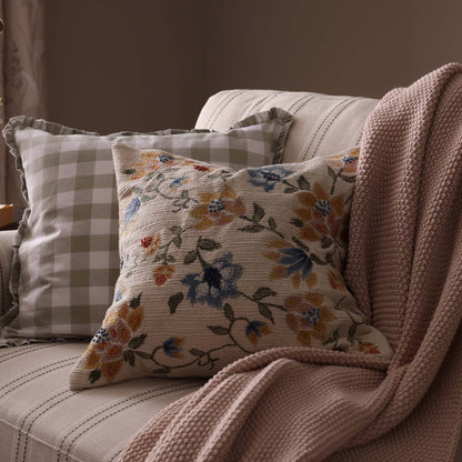 Floral Jacquard Embroidered Sofa Cushion Cover - Blue - DUSK