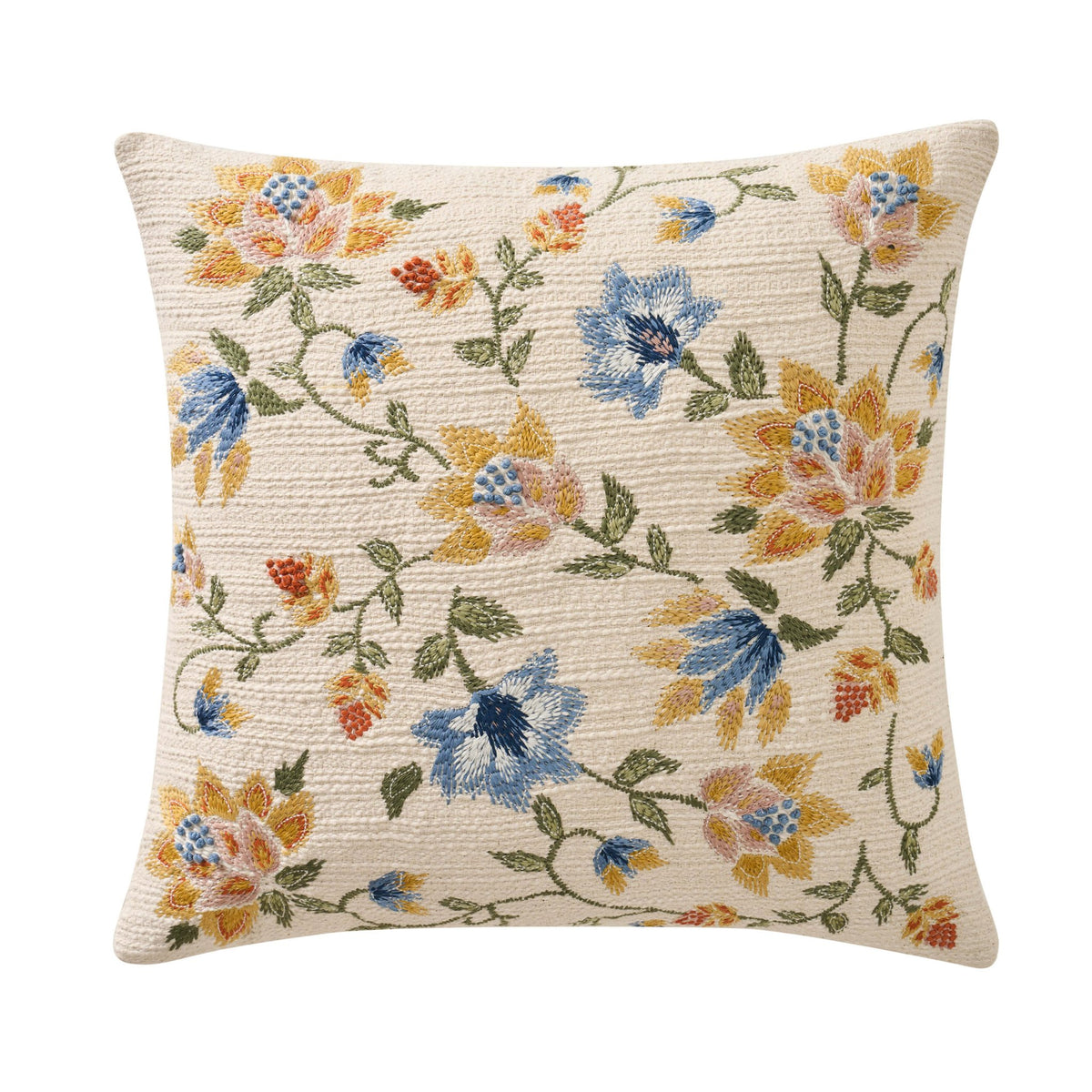 Floral Jacquard Embroidered Sofa Cushion Cover - Blue - DUSK