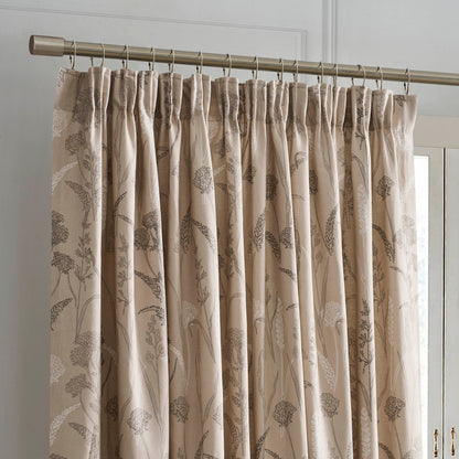 Floral Pencil Pleat Curtains - Taupe - DUSK