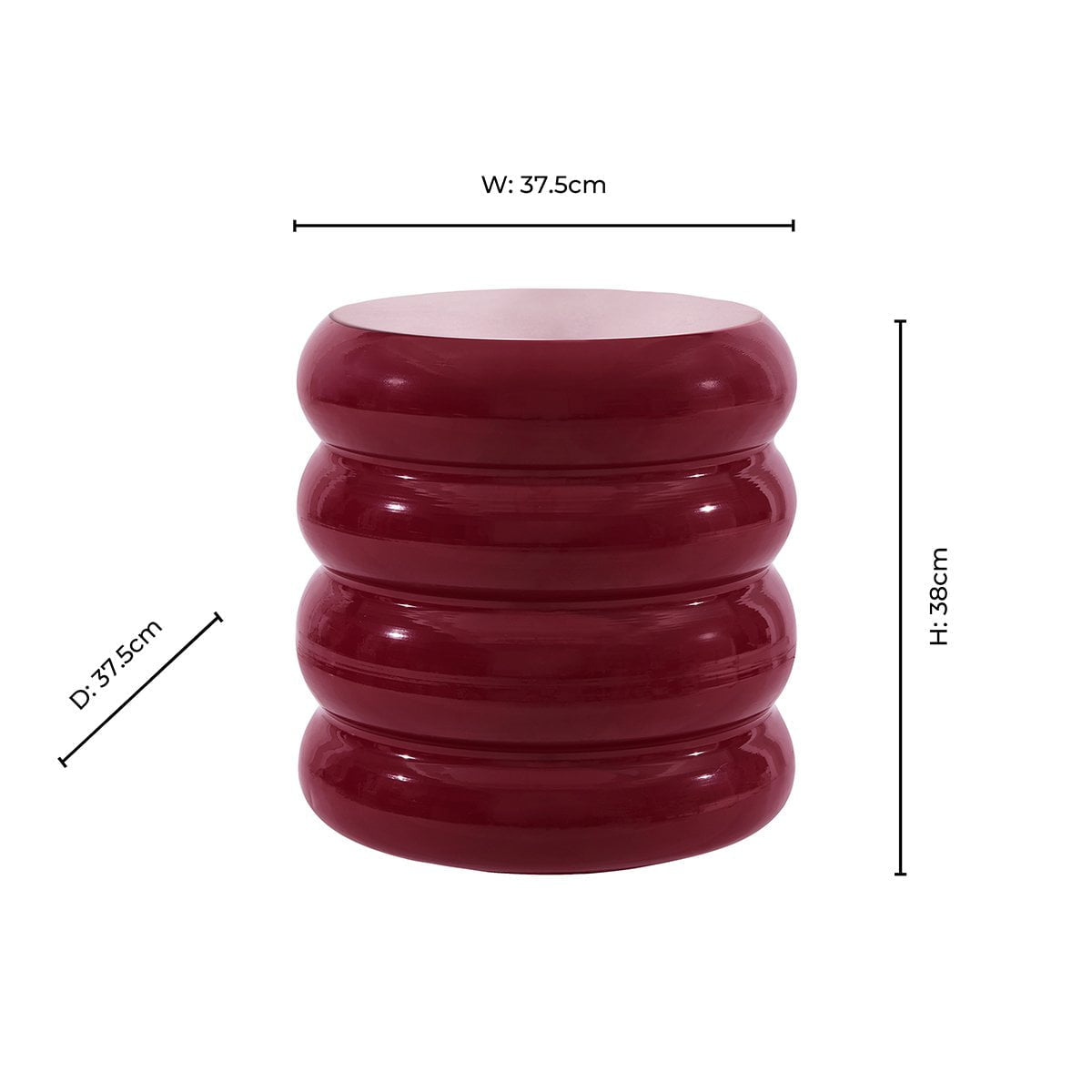Florrie High Gloss Side Table - Wine - DUSK