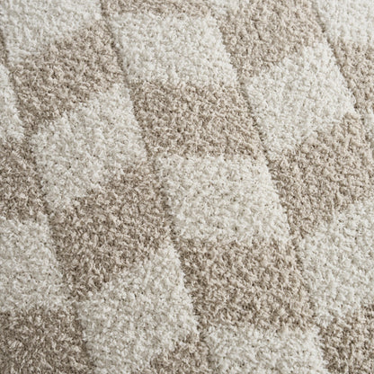 Fluffy Knit Checkboard Cushion Cover - Natural - DUSK