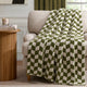 Fluffy Knit Checkerboard Sofa Throw - Olive - DUSK