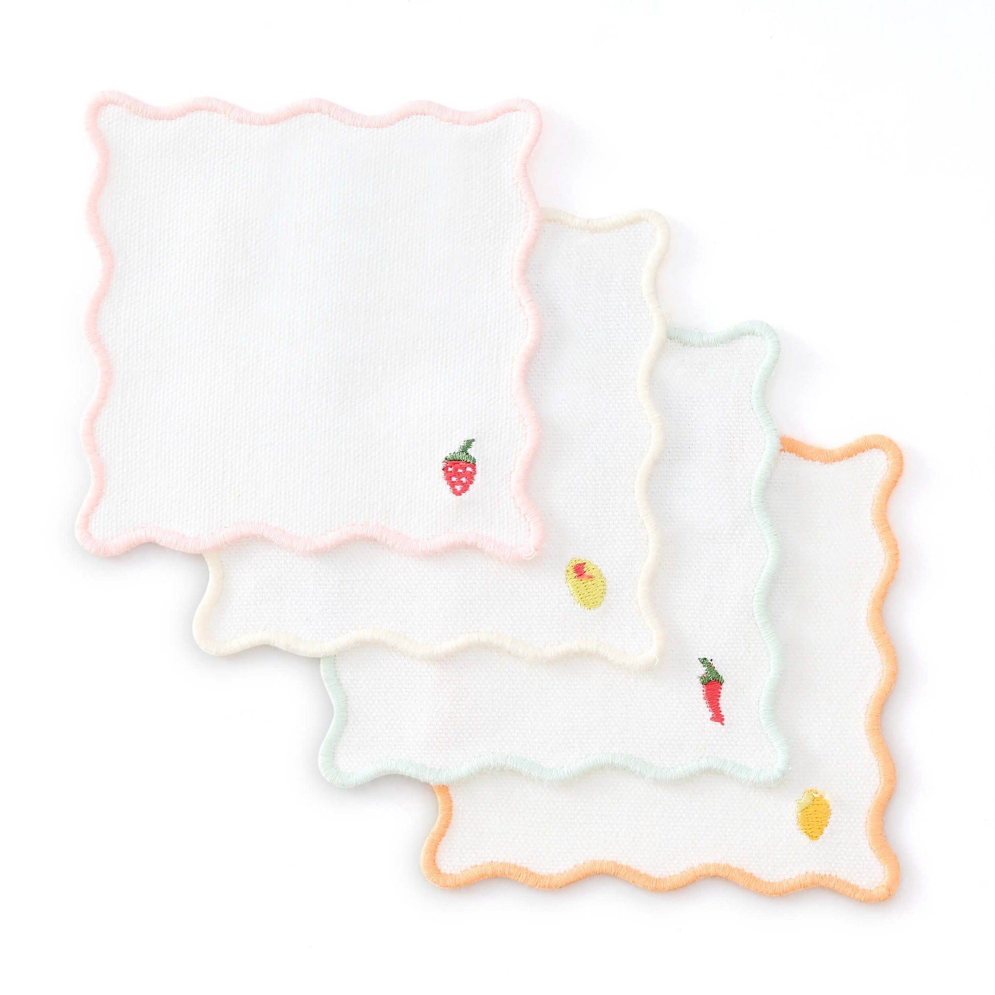 Food Embroidered Pack of 4 Coasters - Multi - DUSK