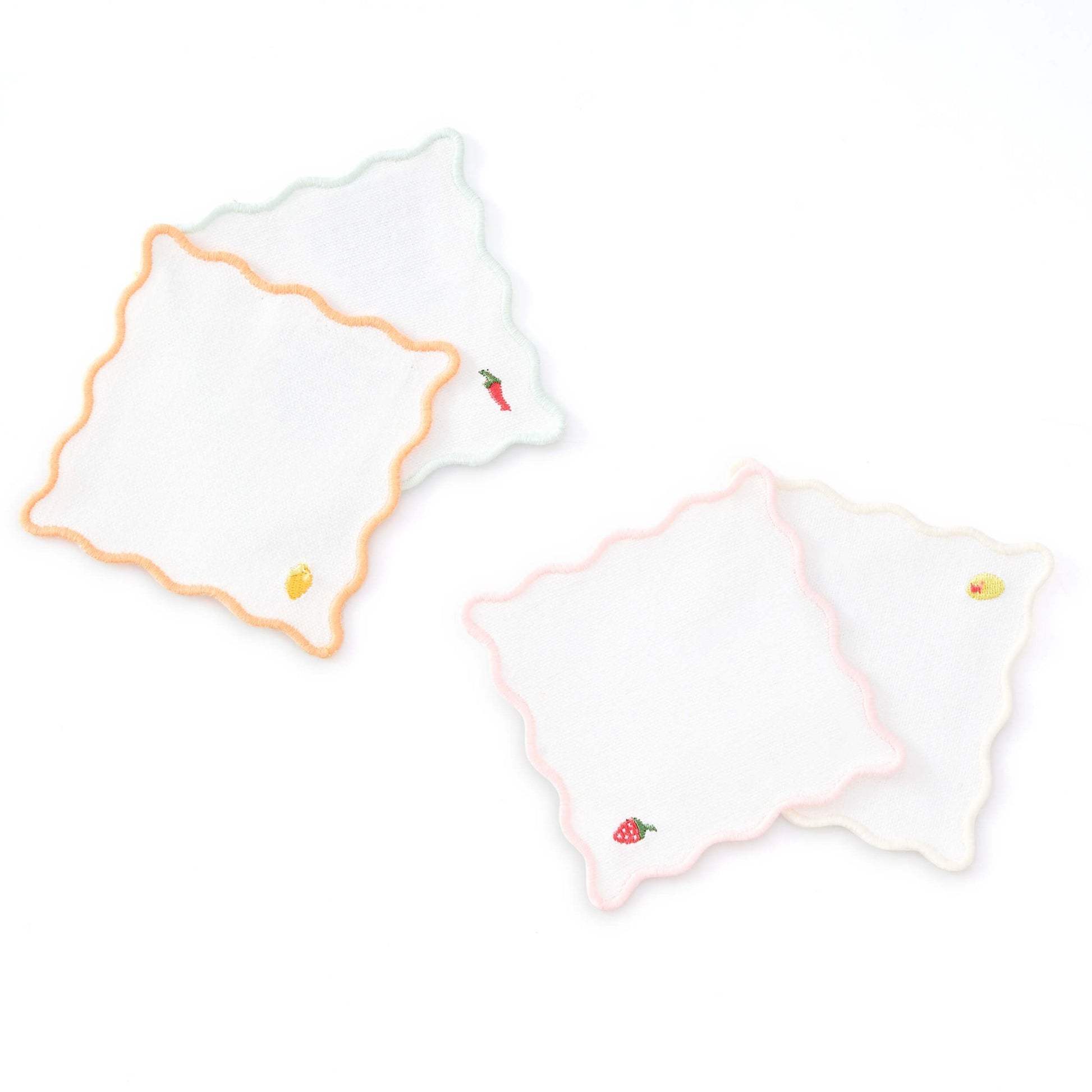 Food Embroidered Pack of 4 Coasters - Multi - DUSK