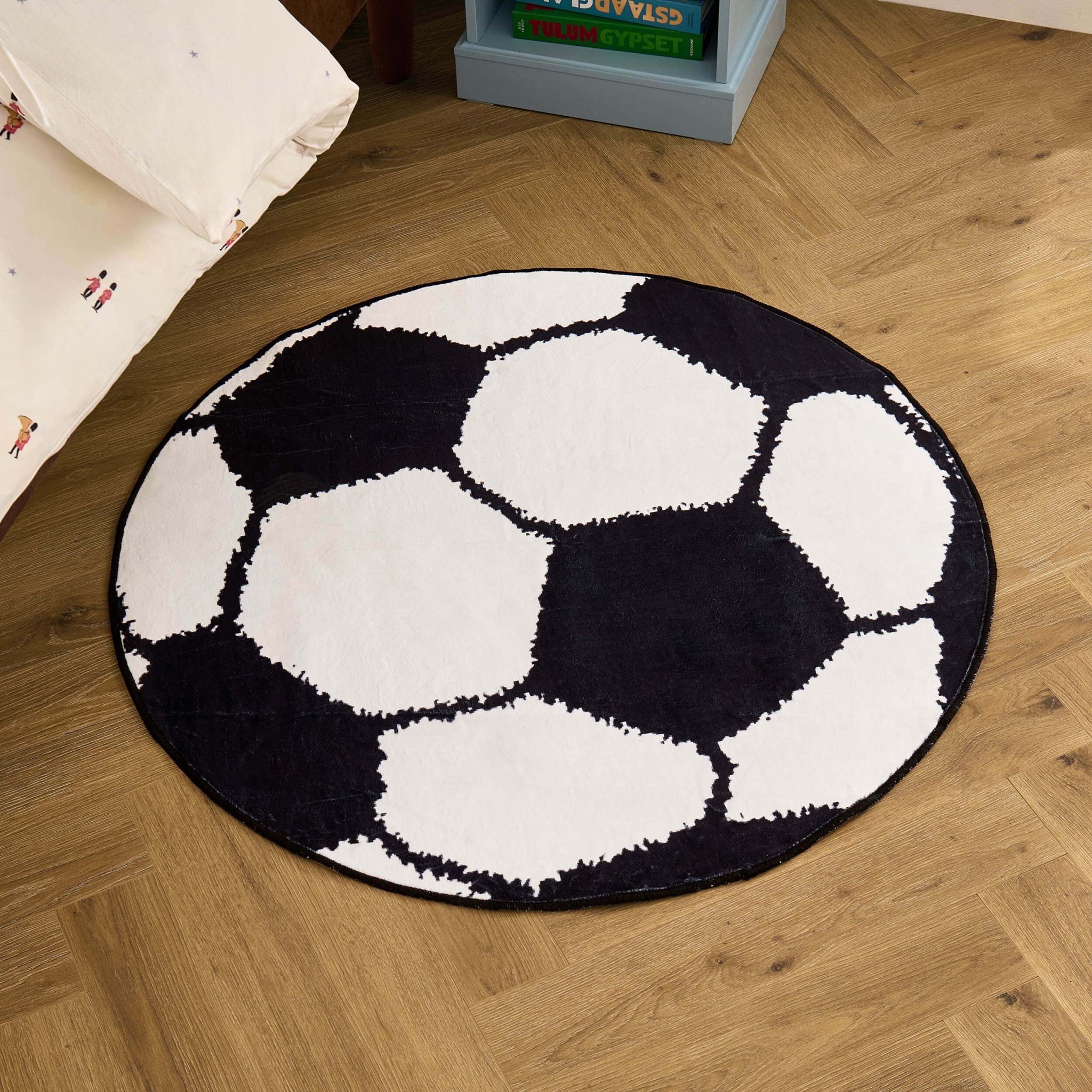 Football Machine Washabale Rug - Black/ White - DUSK