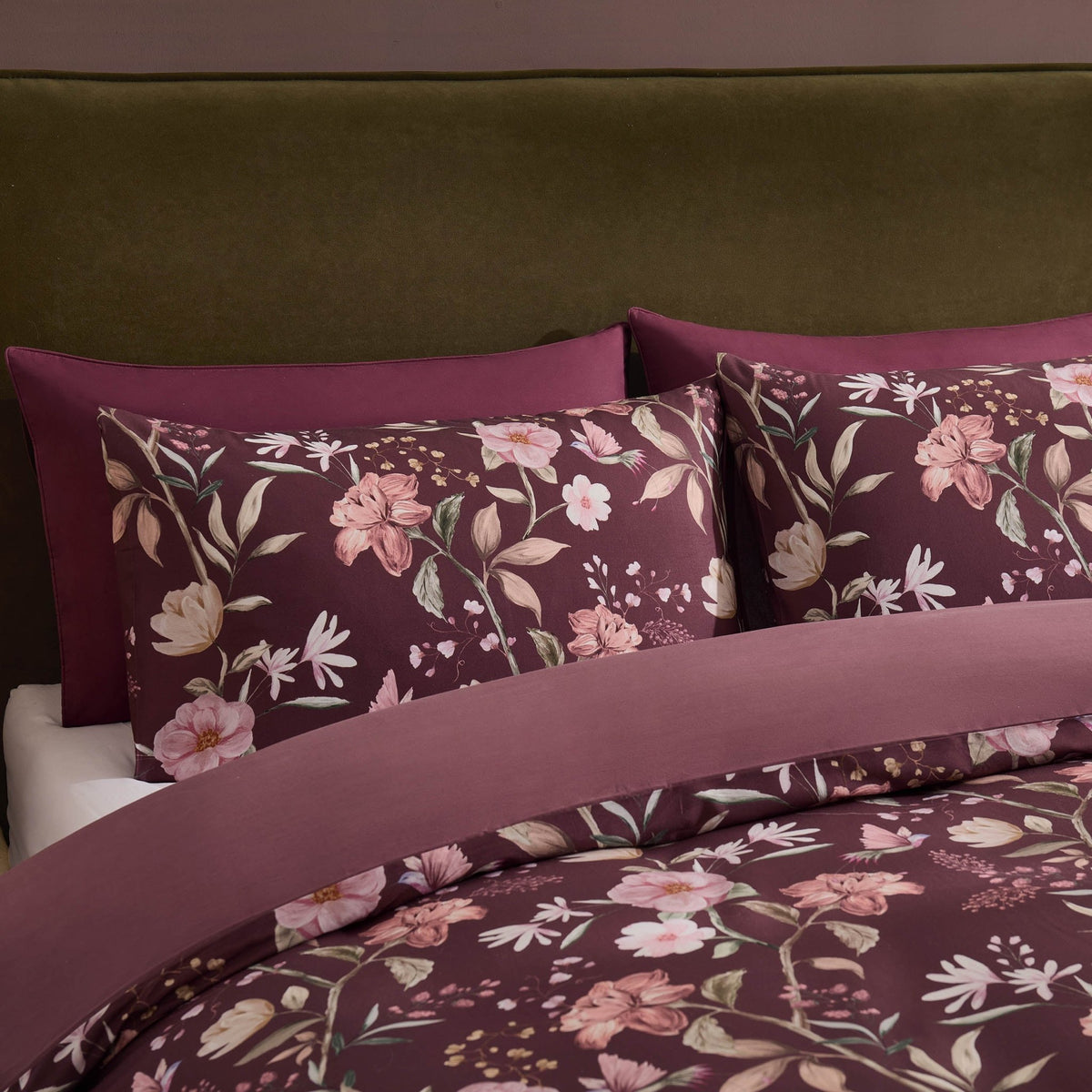 Francis 100% Cotton Duvet Covet & Pilllowcase Set - Plum - DUSK