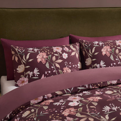 Francis 100% Cotton Duvet Covet & Pilllowcase Set - Plum - DUSK