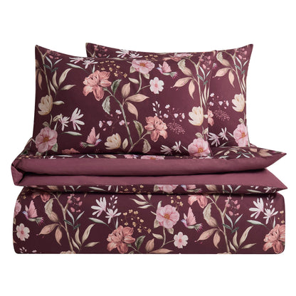 Francis 100% Cotton Duvet Covet & Pilllowcase Set - Plum - DUSK