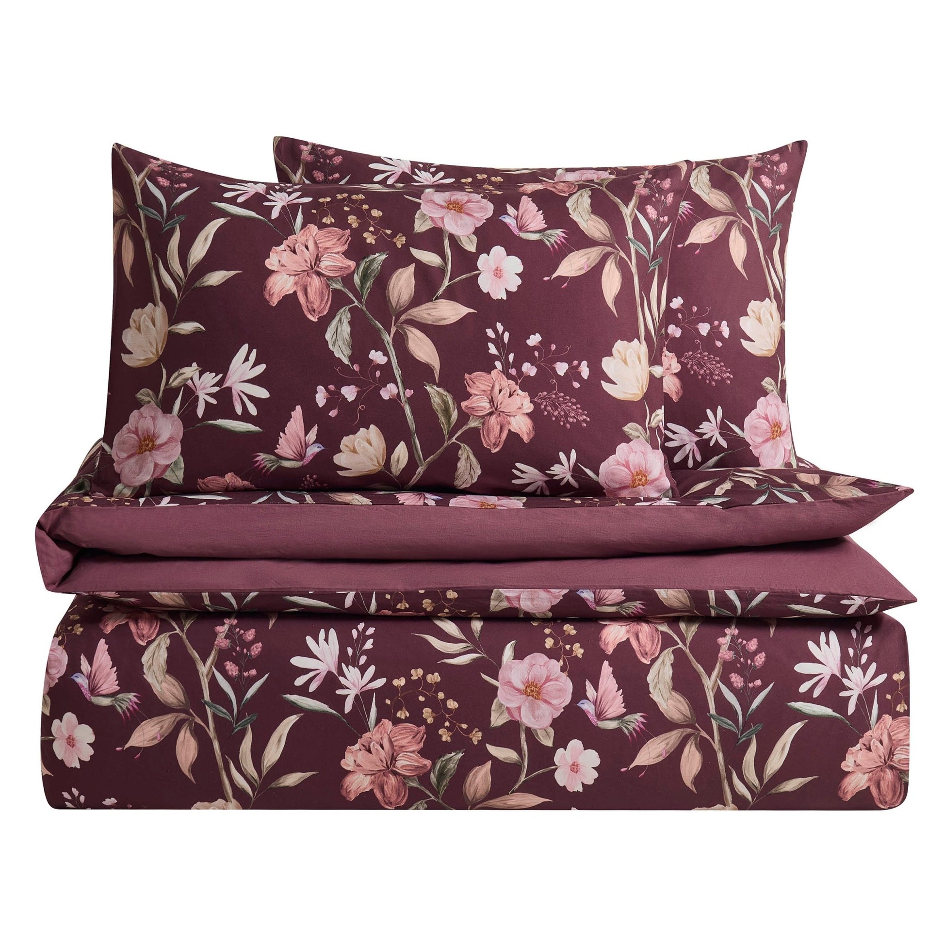 Francis 100% Cotton Duvet Covet & Pilllowcase Set - Plum - DUSK