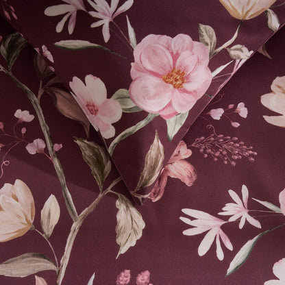 Francis 100% Cotton Duvet Covet & Pilllowcase Set - Plum - DUSK