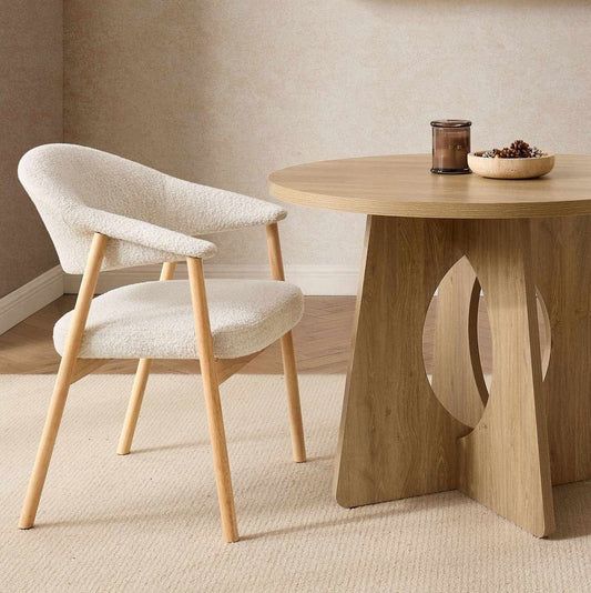 Frankie Dining Chair - Boucle Ivory/Light Wood - DUSK