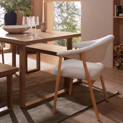 Frankie Dining Chair - Boucle Ivory/Light Wood - DUSK