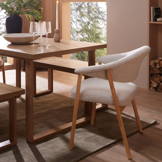 Frankie Dining Chair - Boucle Ivory/Light Wood - DUSK