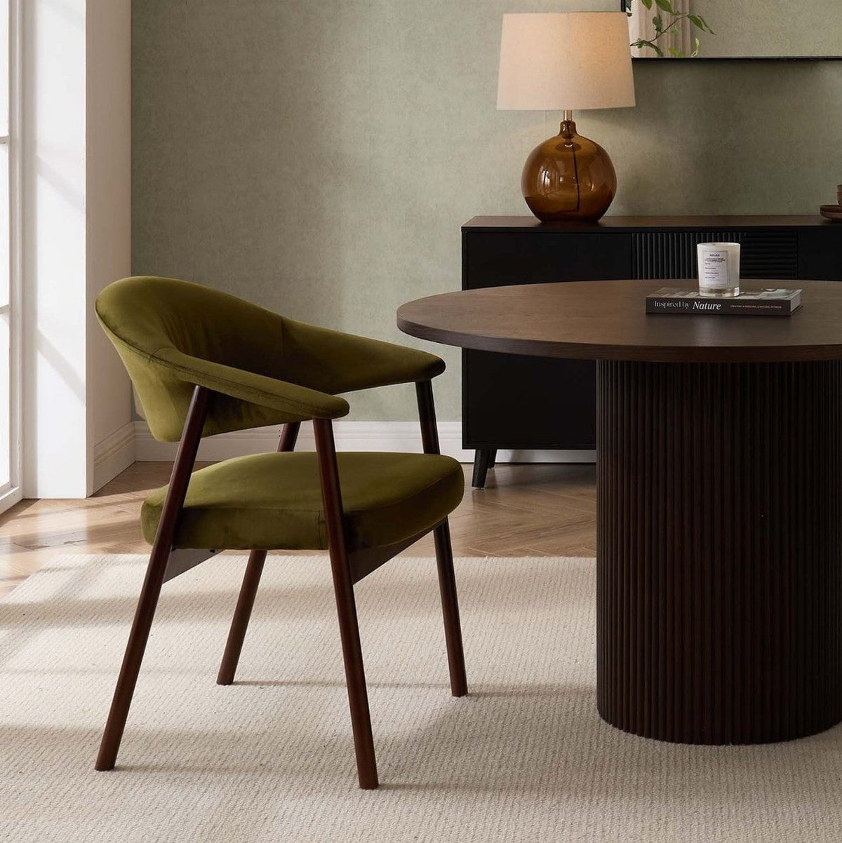 Frankie Dining Chair - Rich Green/Walnut - DUSK