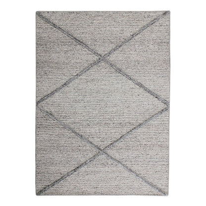 Freya Geometric Wool Rug - Light Grey - DUSK