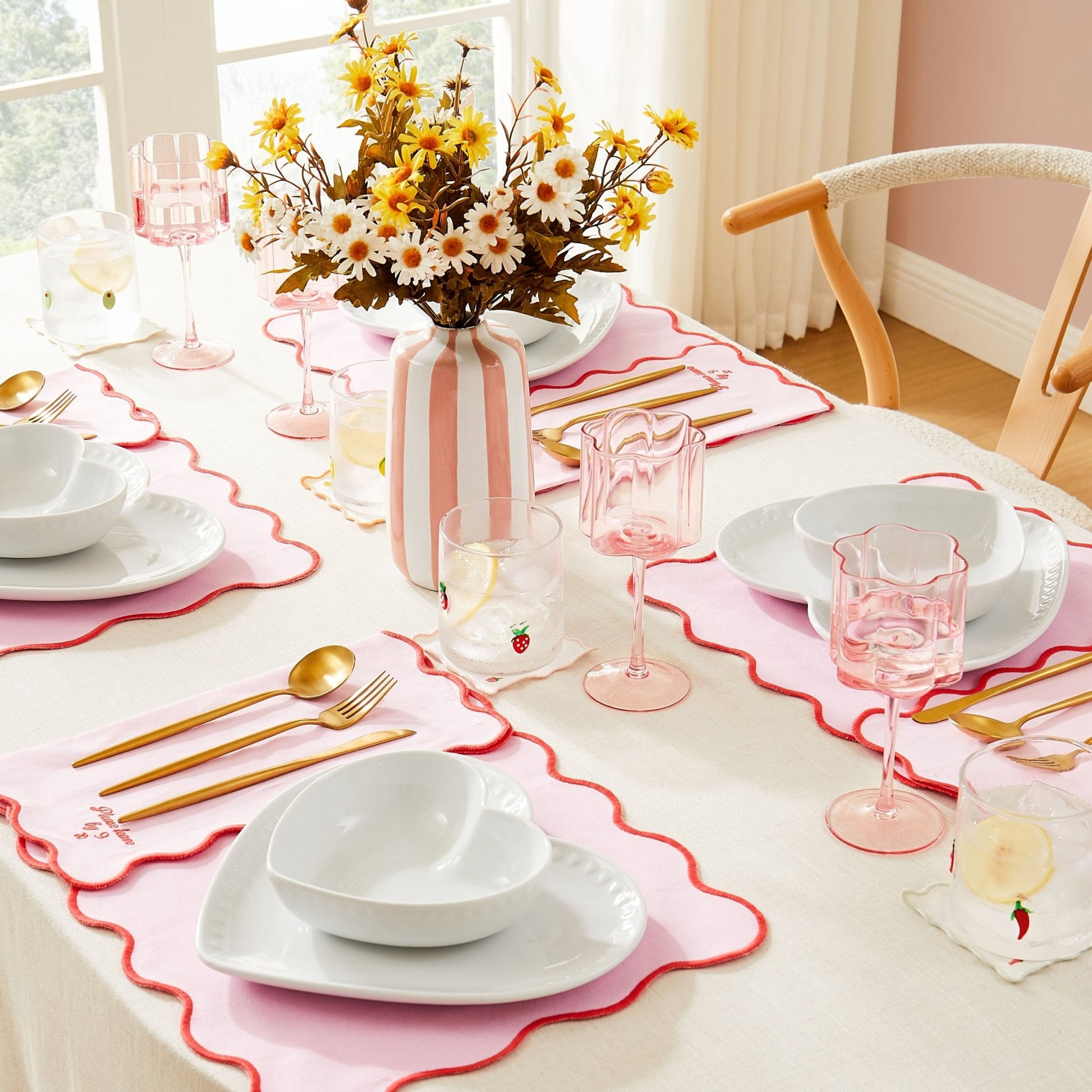 Fruit Embroidered Pack of 4 Cocktail Coasters - Multi - DUSK