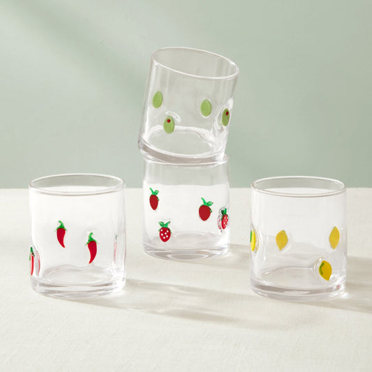 Fruity Glass Tumblers - Set of 4 - Clear - DUSK
