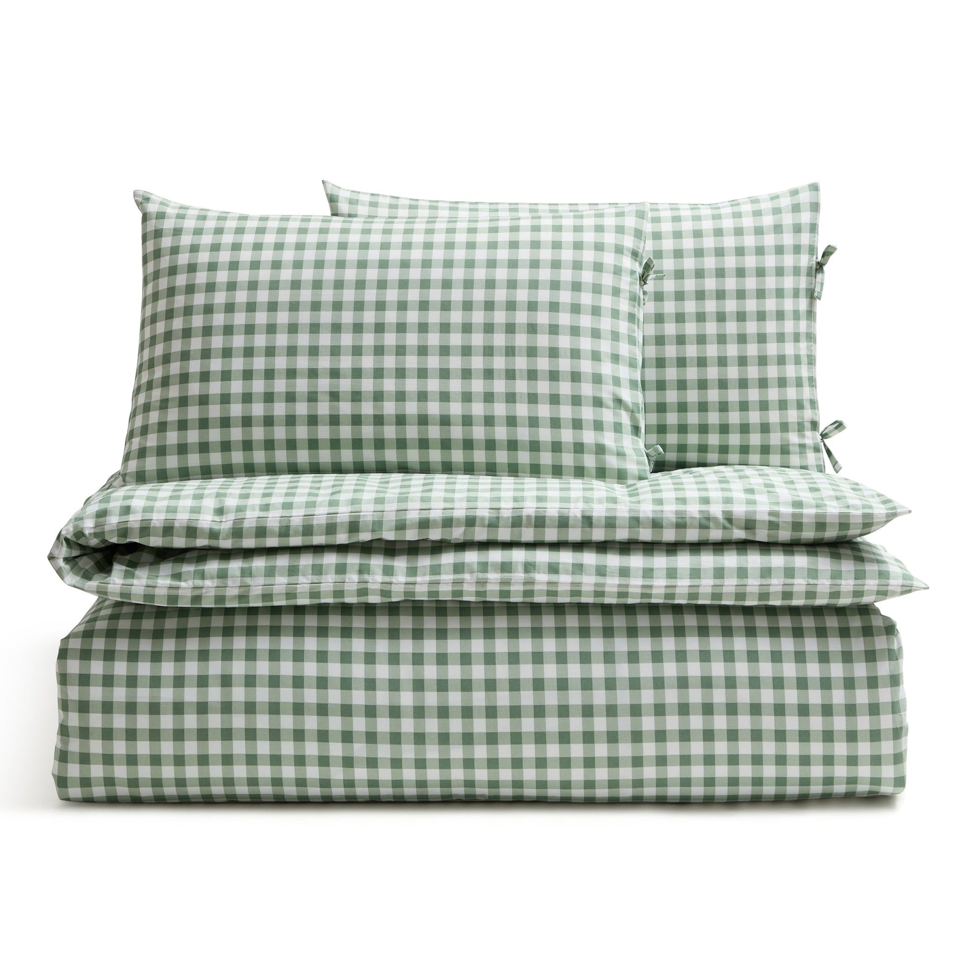Gabriella Gingham 180 Thread Count Duvet Cover and Pillowcase Set - Green - DUSK