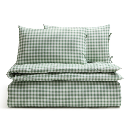 Gabriella Gingham 180 Thread Count Duvet Cover and Pillowcase Set - Green - DUSK