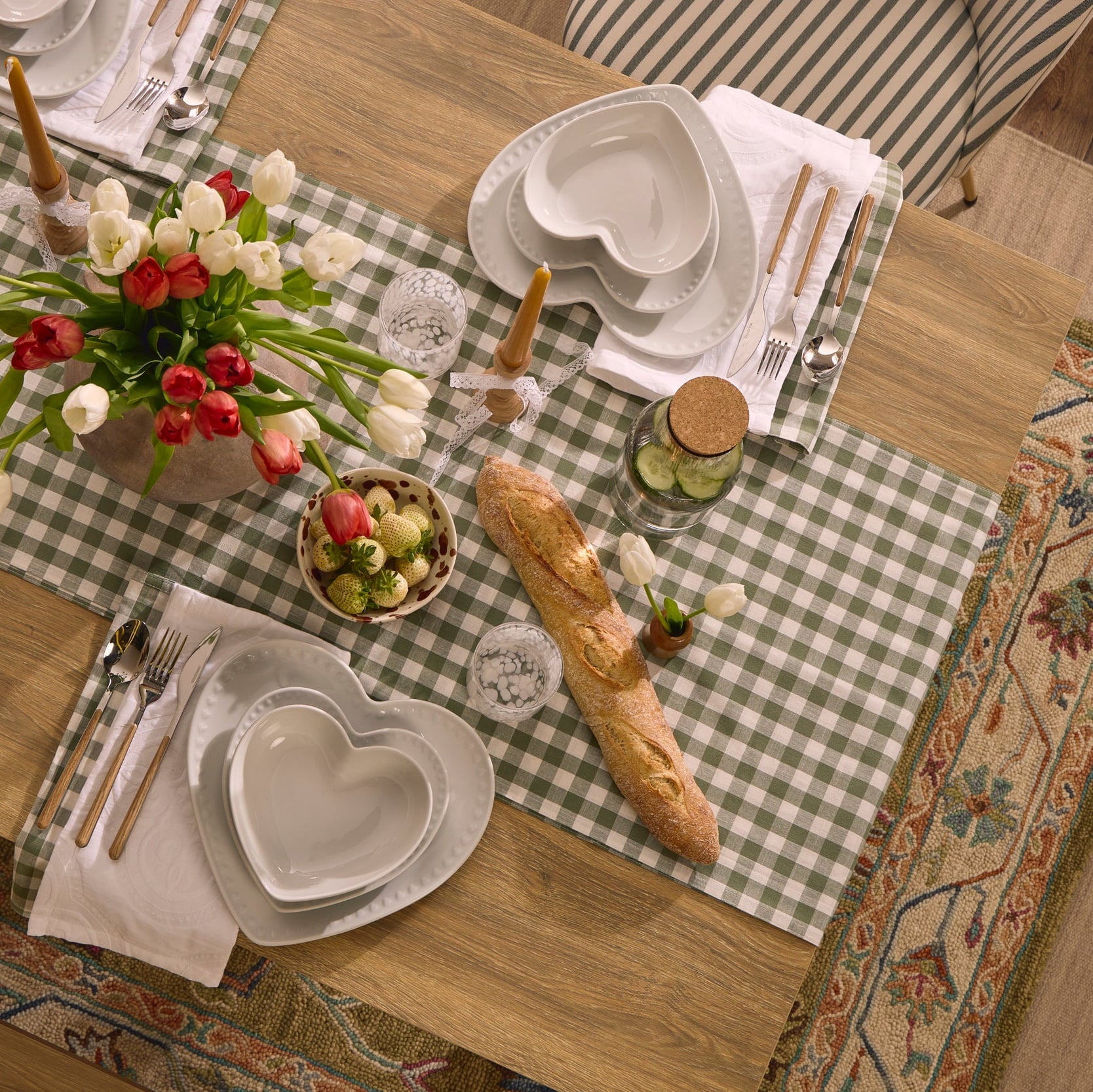 Gabriella Gingham Table Runner - Green - DUSK