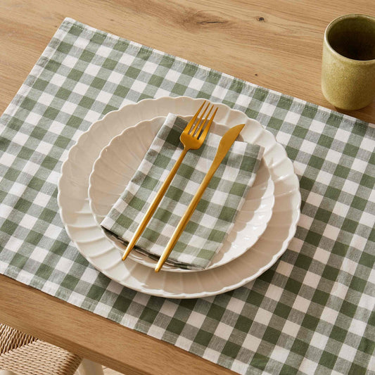 Gabriella Set of 4 Gingham Napkins - Green - DUSK