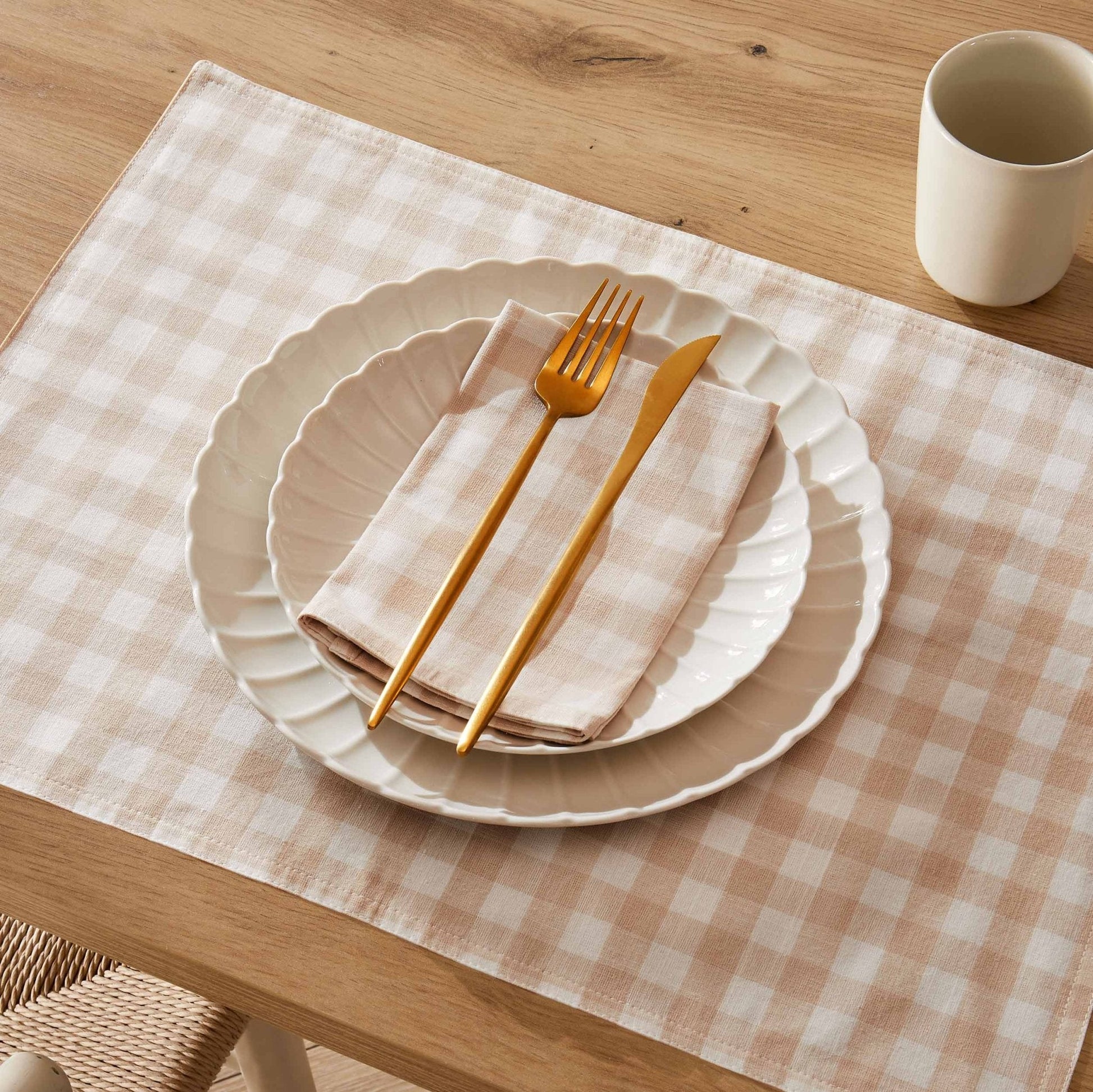 Gabriella Set of 4 Gingham Placemats - Natural - DUSK