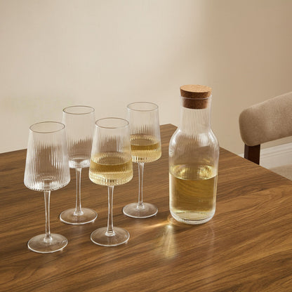 Gatsby Ripple 5 Piece Wine Glass and Carafe Set - Clear - DUSK