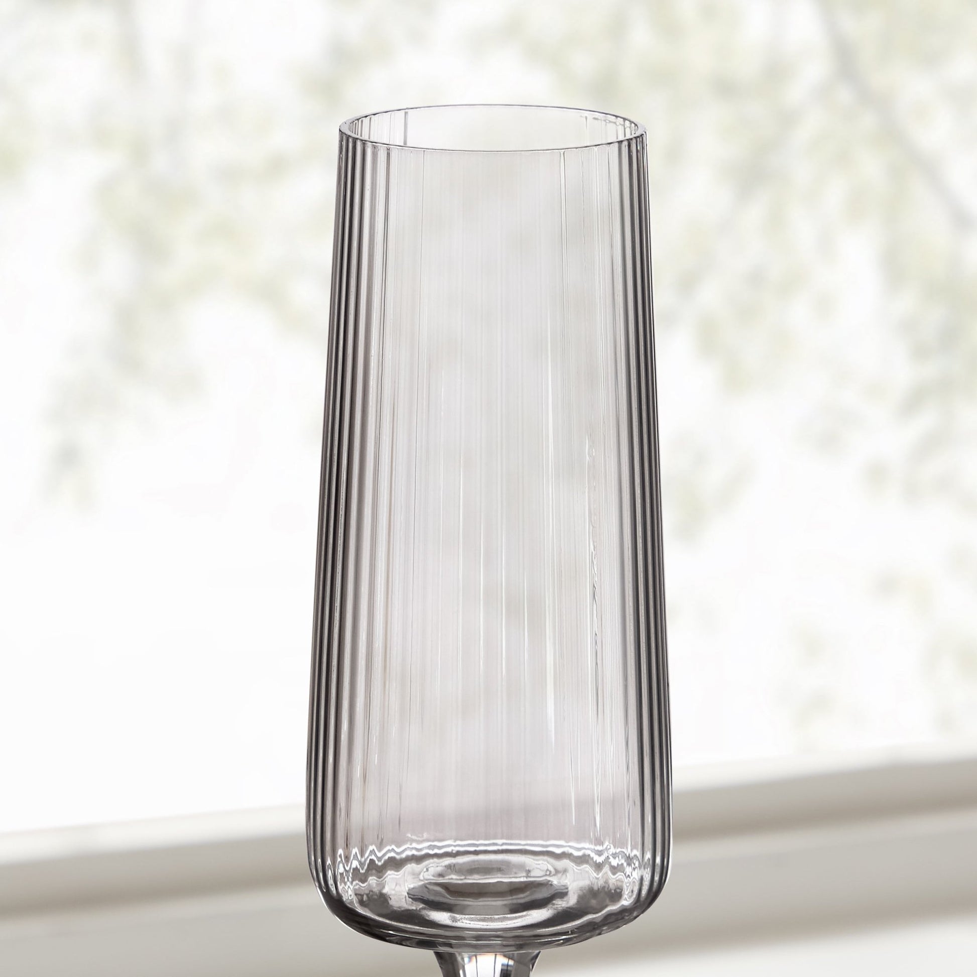 Gatsby Set of 4 Ripple Glass Champagne Flutes - Smoked - DUSK