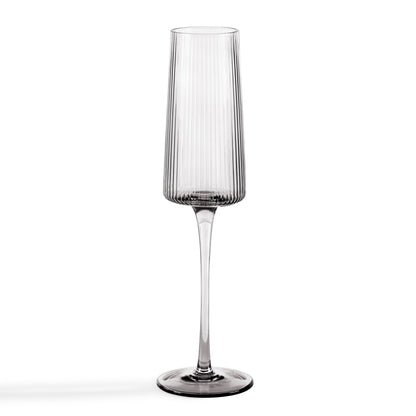Gatsby Set of 4 Ripple Glass Champagne Flutes - Smoked - DUSK