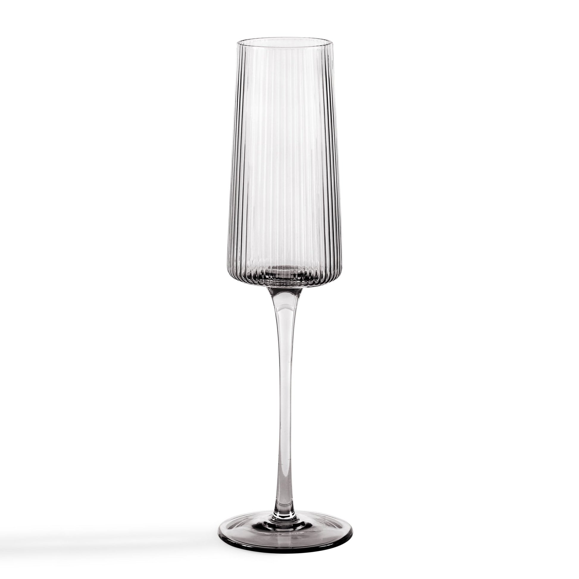 Gatsby Set of 4 Ripple Glass Champagne Flutes - Smoked - DUSK