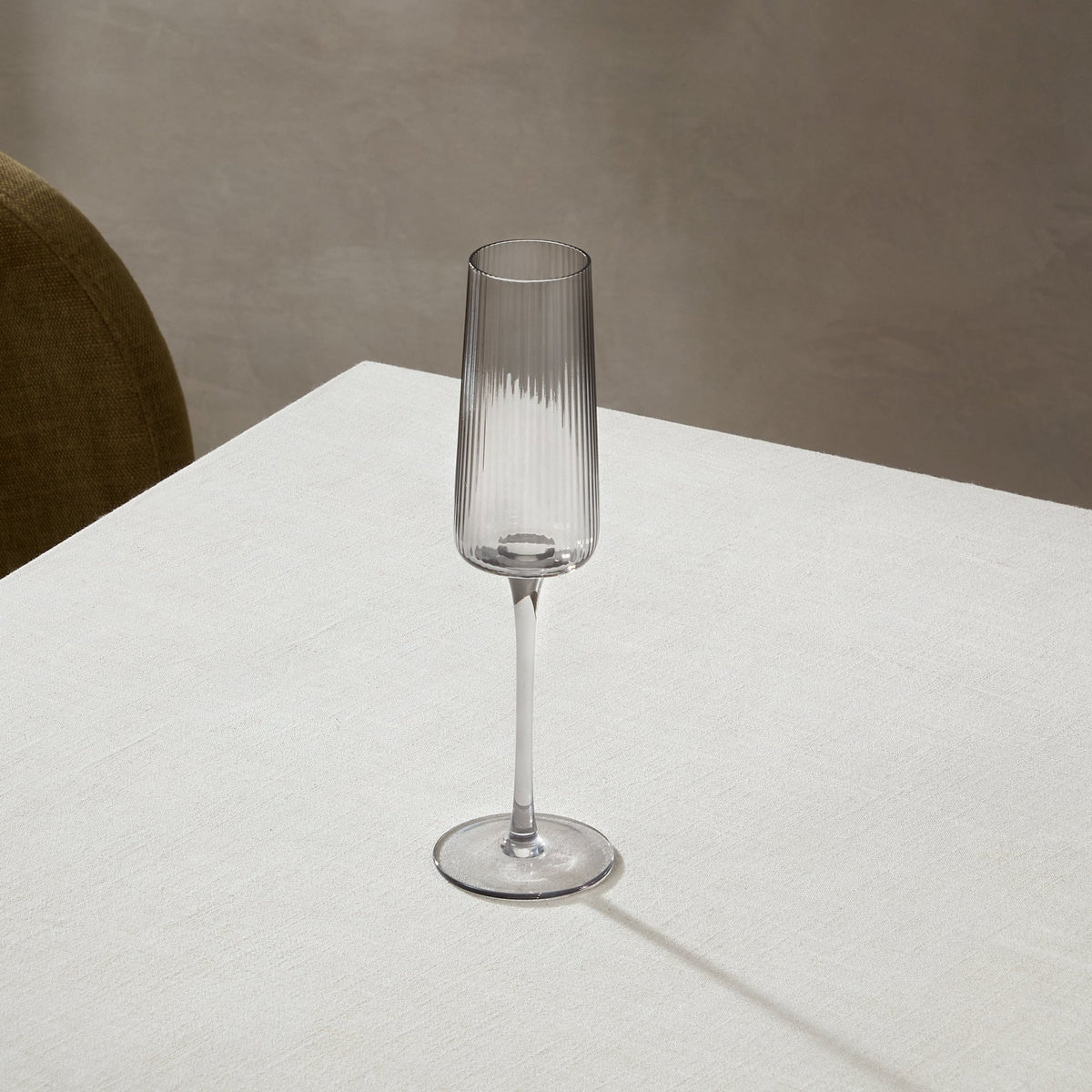 Gatsby Set of 4 Ripple Glass Champagne Flutes - Smoked - DUSK