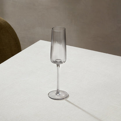 Gatsby Set of 4 Ripple Glass Champagne Flutes - Smoked - DUSK
