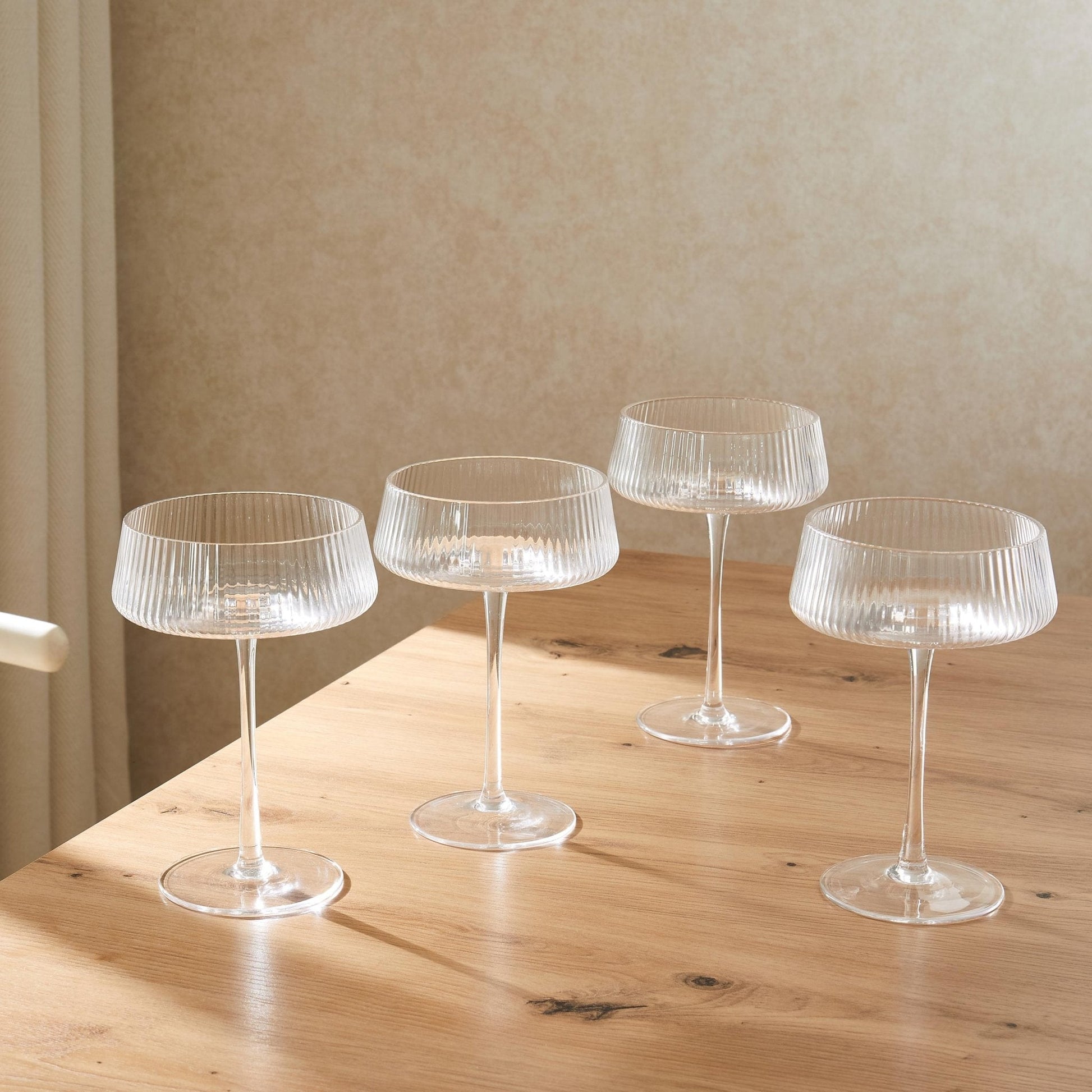 Gatsby Set of 4 Ripple Glass Coupes - Clear - DUSK